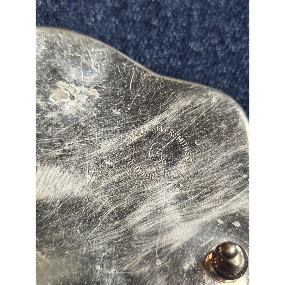 RARE Montana Silversmiths Scalloped Team Roping Belt Buckle Western Rodeo